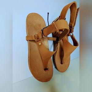 Vionic Copal Kirra Camel Brown Strappy Flat Sandals-Supportive Size 9.5 Women's